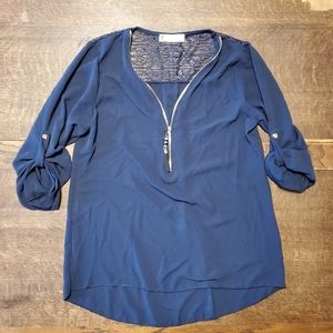 Anabelle Paris navy blue blouse, made in italy